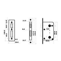 Cerradura para aseos y camarotes exterior derecha, interior izquierda