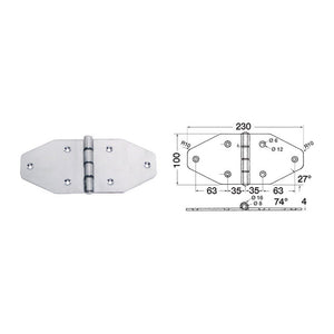Large hinge 230x100 mm - foto originale Osculati Srl