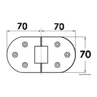 Bisagra rotación 180° con espárragos 140x70 mm