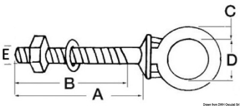 Eyebolt AISI316 12x120 mm (pack of 10) - foto originale Osculati Srl