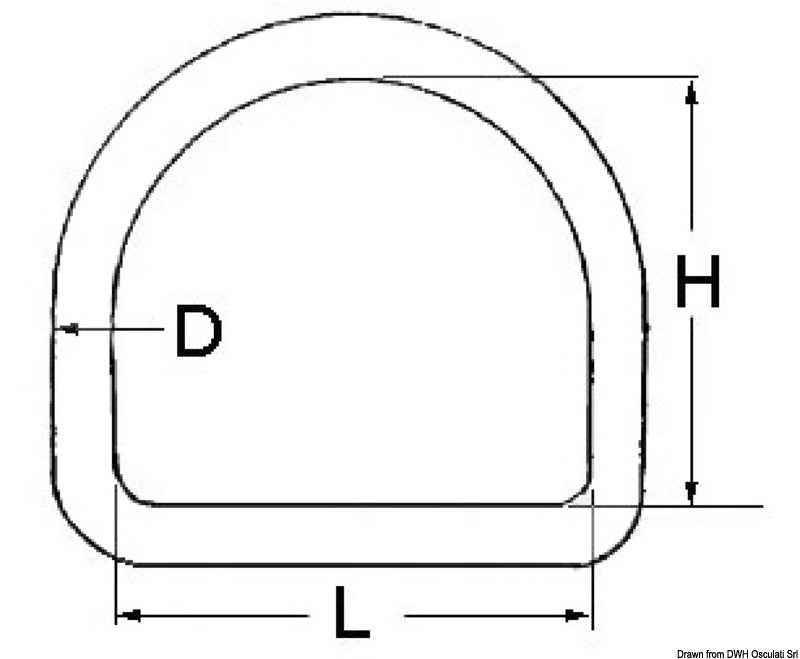 D-ring 8x50 mm (pack of 10) - foto originale Osculati Srl