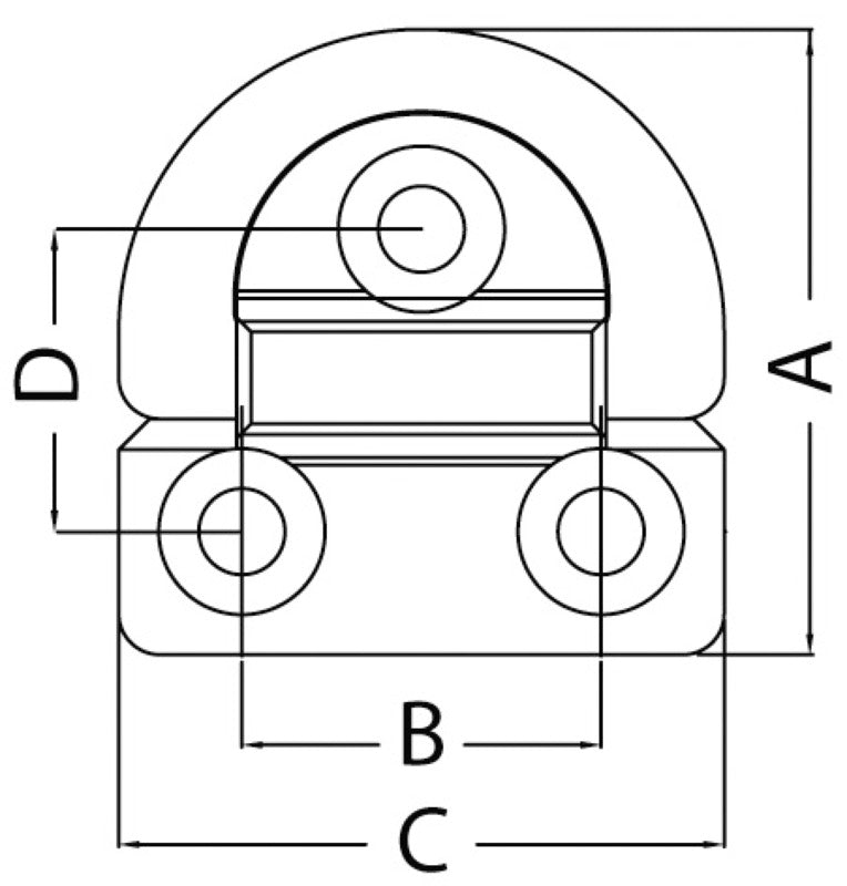 Folding pad eye 46x46 mm 6 mm ring Breaking load kg 2200 - foto originale Osculati Srl