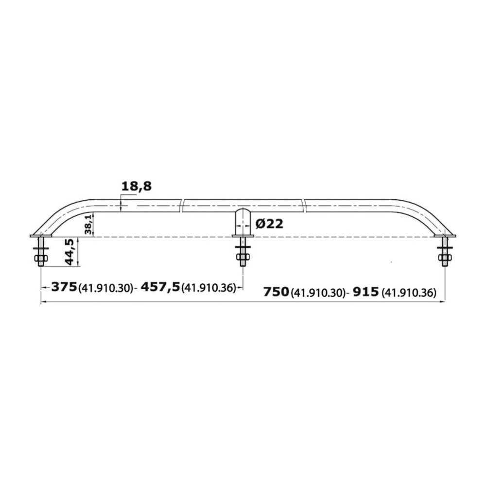 Oval pipe handrail SS external screws 750 mm - foto originale Osculati Srl
