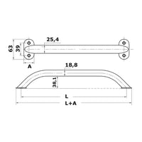 Handledare ovalt rör AISI316 19x25 mm 600 mm
