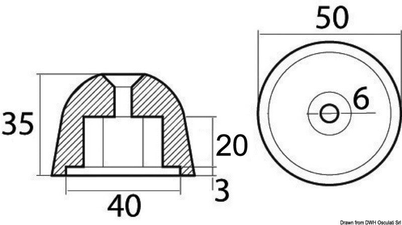 Tecnoseal Aluminium spare anode orig. ref. 02481 - foto originale Osculati Srl