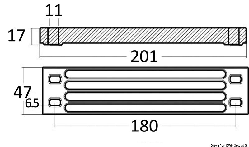 Tecnoseal Manesium oblong anode for Yamaha - foto originale Osculati Srl