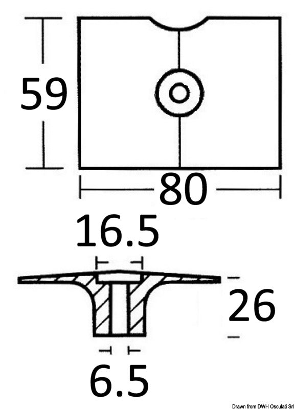 Tecnoseal Zinc anode 9.5/15 HP 2-stroke - foto originale Osculati Srl