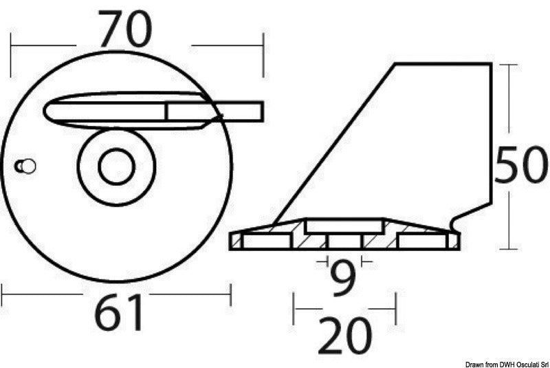 Tecnoseal Zinc fin anode 55/85 HP + 40/70 4-stroke - foto originale Osculati Srl
