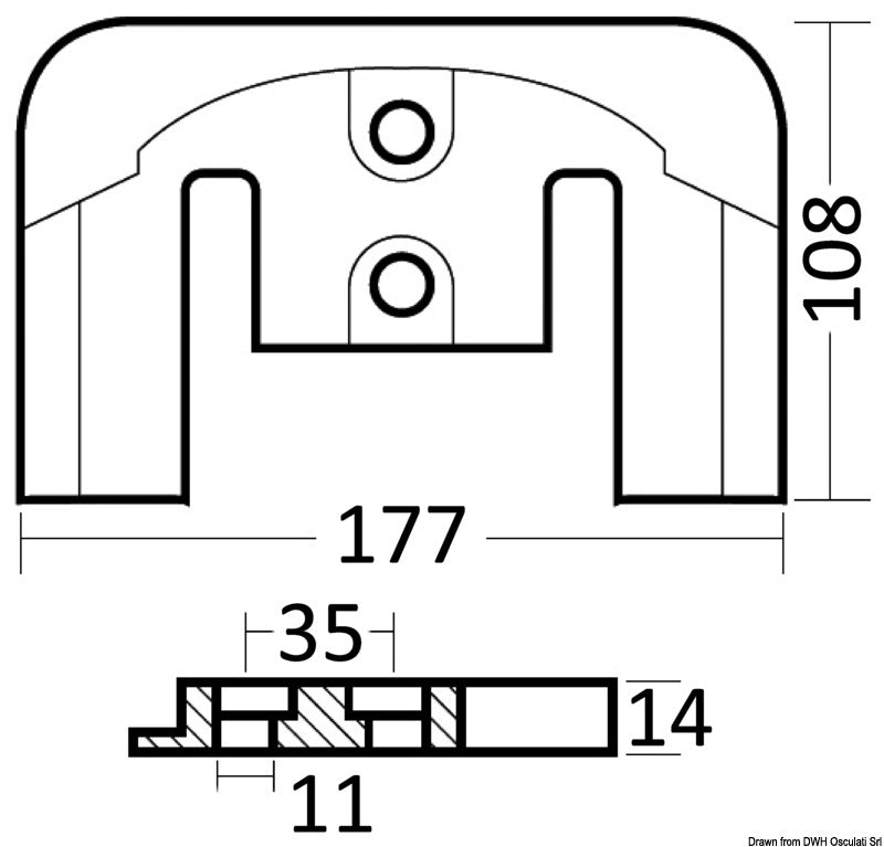 Tecnoseal Aluminium plate anode for Bravo - foto originale Osculati Srl