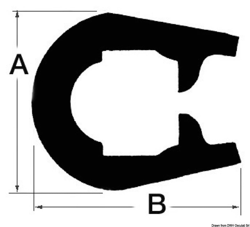 Tessilmare PVC fender profile black 18x26 mm (pack of 24) - foto originale Osculati Srl