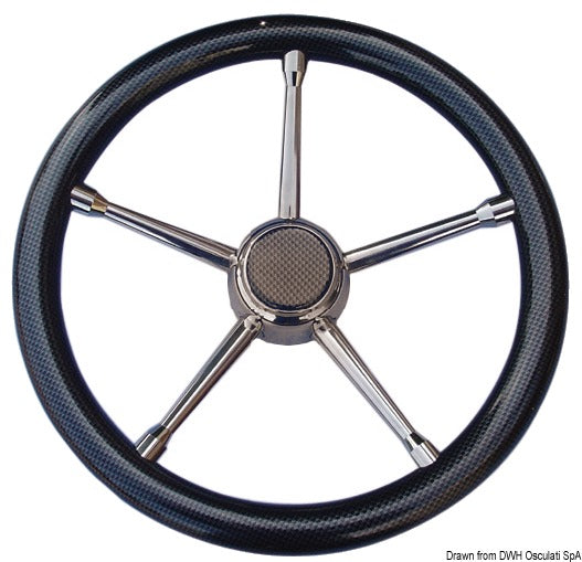 A soft polyurethane steering wheel black/SS 350 mm - foto originale Osculati Srl