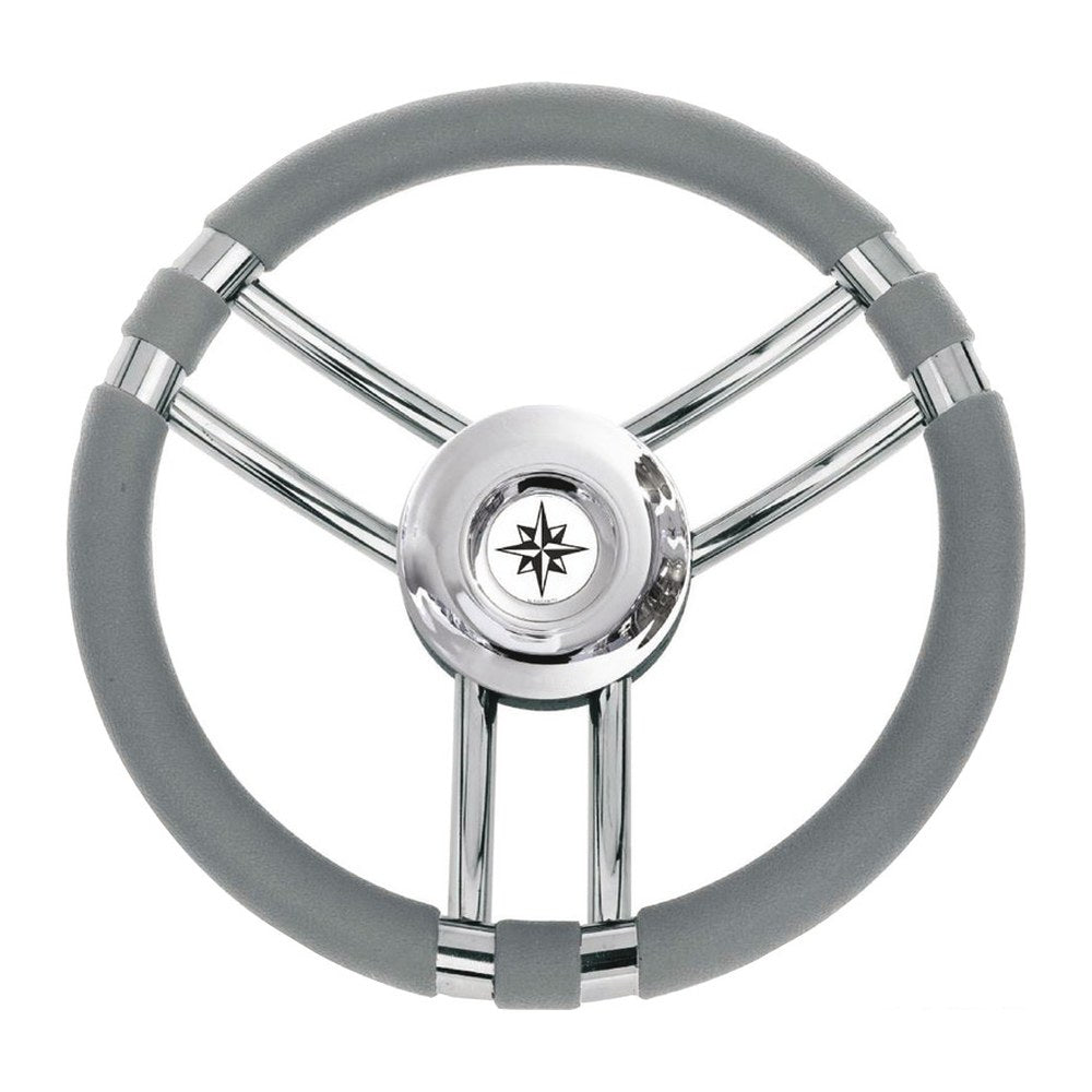 C soft polyurethane steering wheel gray/SS 350 mm - foto originale Osculati Srl