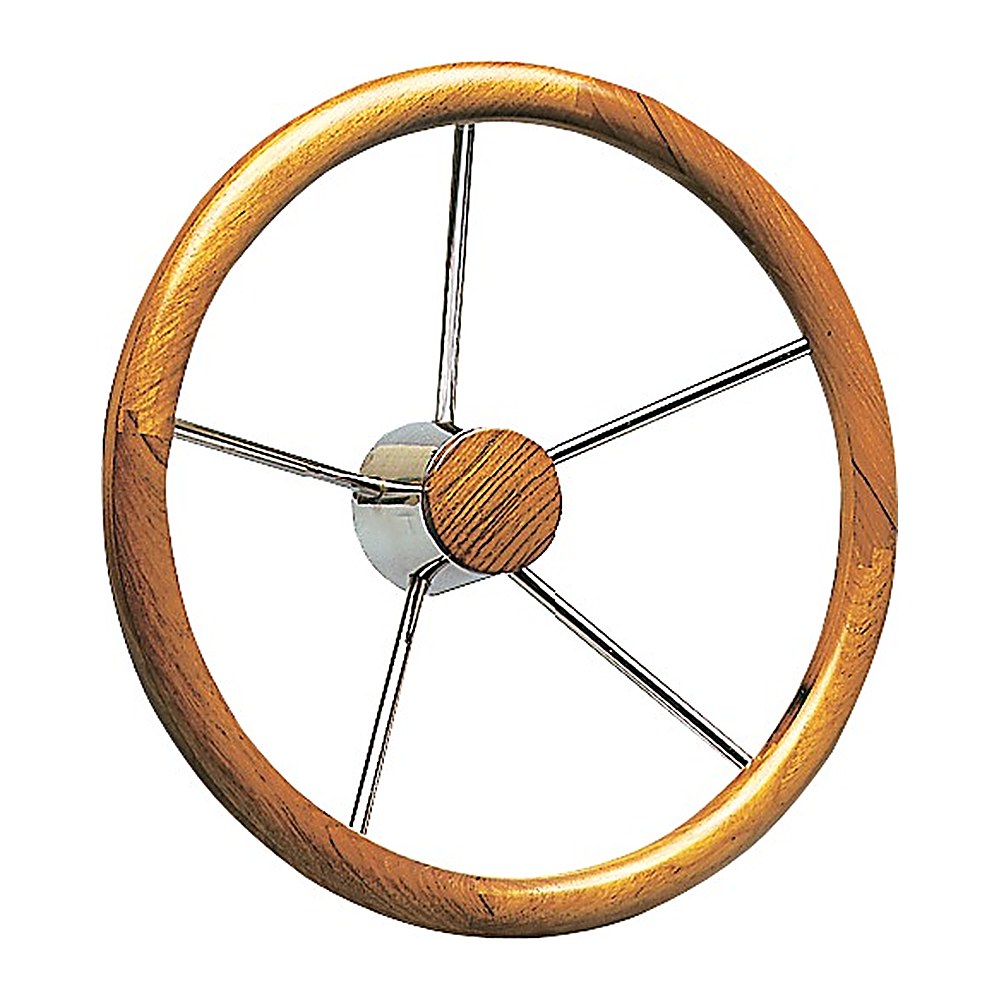 SS steering wheel w/teak external rim 350 mm - foto originale Osculati Srl