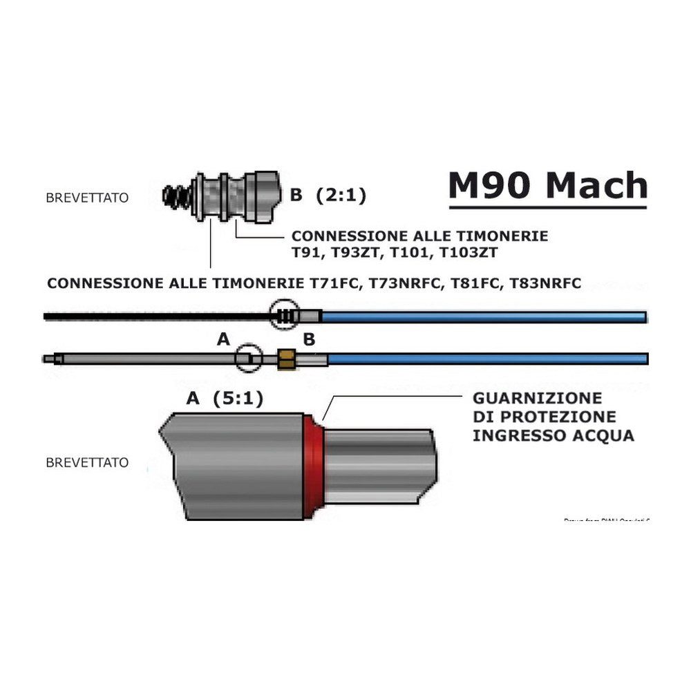 Ultraflex Steering cable M90 Mach 18' - foto originale Osculati Srl