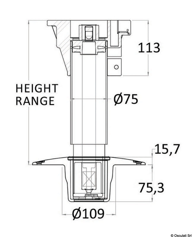 Oceansouth Additional aluminum base for WAVERIDER pedestal w/seat - foto originale Osculati Srl
