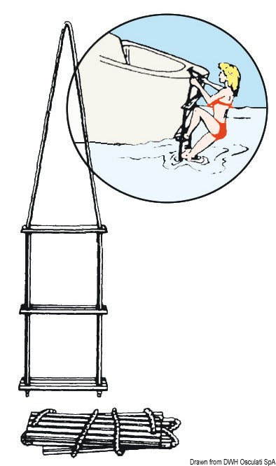 Blue nylon cord ladder, 3 polycarbonate steps - foto originale Osculati Srl