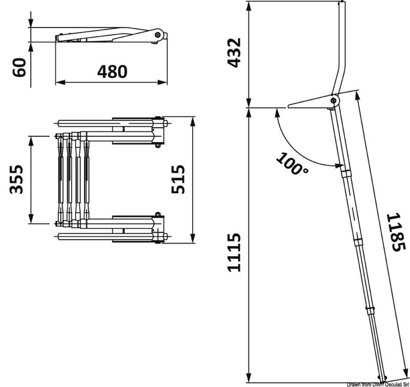 4-step telescopic ladder with handles - foto originale Osculati Srl
