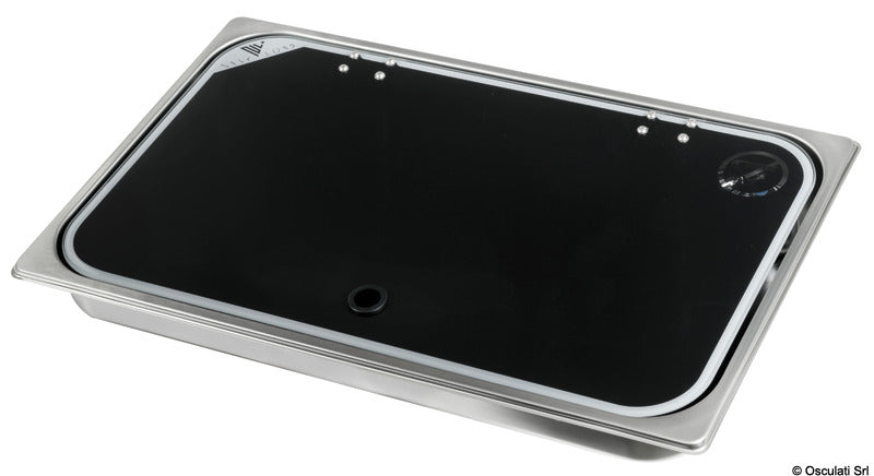 Built-in double hob - right sink w/ glass cover and mixer - foto originale Osculati Srl