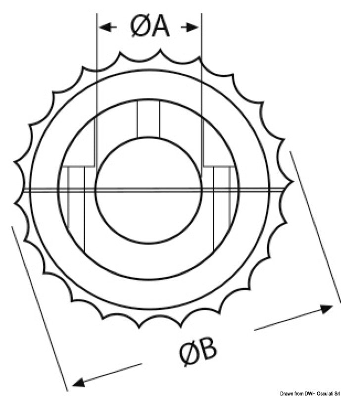 SS line clamp cutter axis Ø 45 mm outer Ø 120 mm - foto originale Osculati Srl