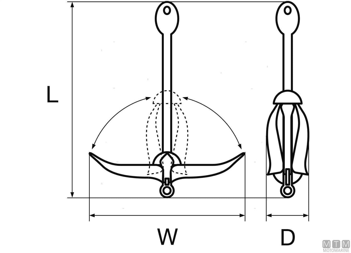 Folding anchor 4 kg, stainless steel 316 - original photo Motomarine Srl