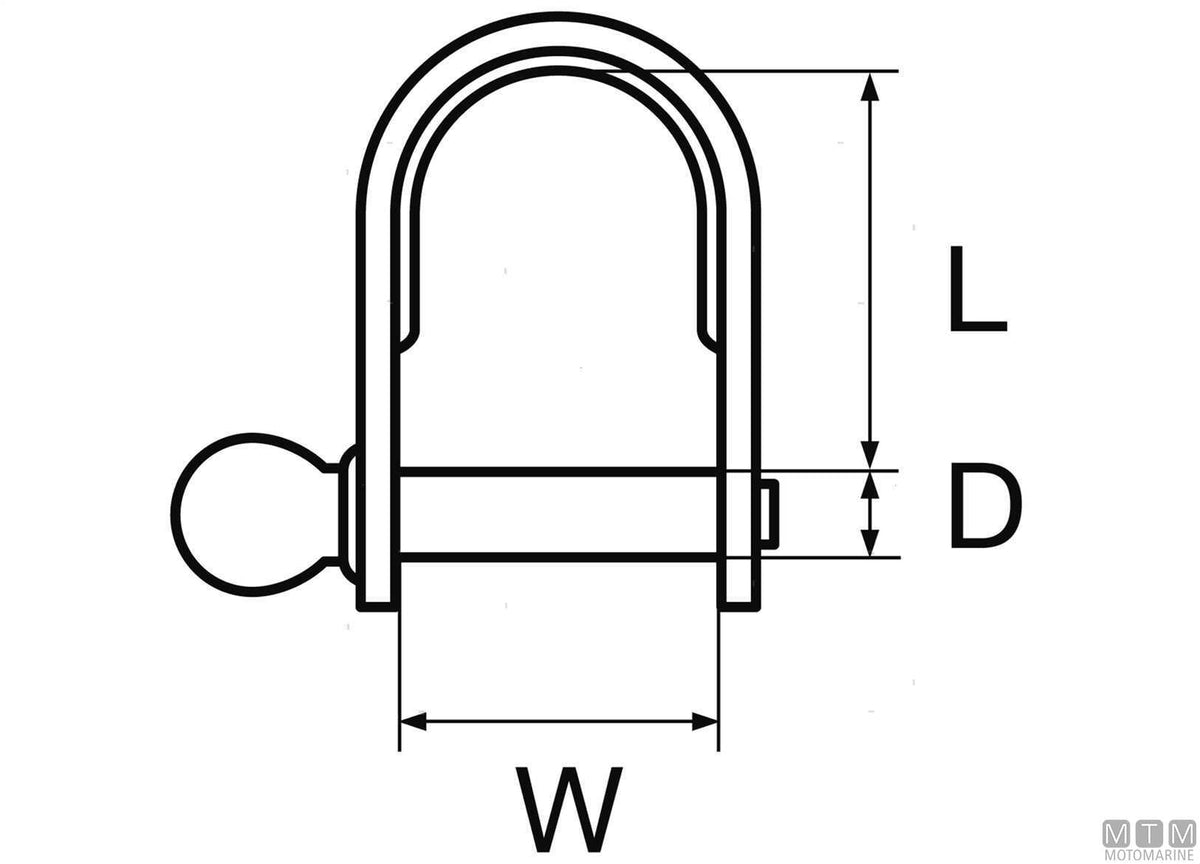Straight shackle D5 mm L24 mm stainless steel 316 stamped - original photo Motomarine Srl
