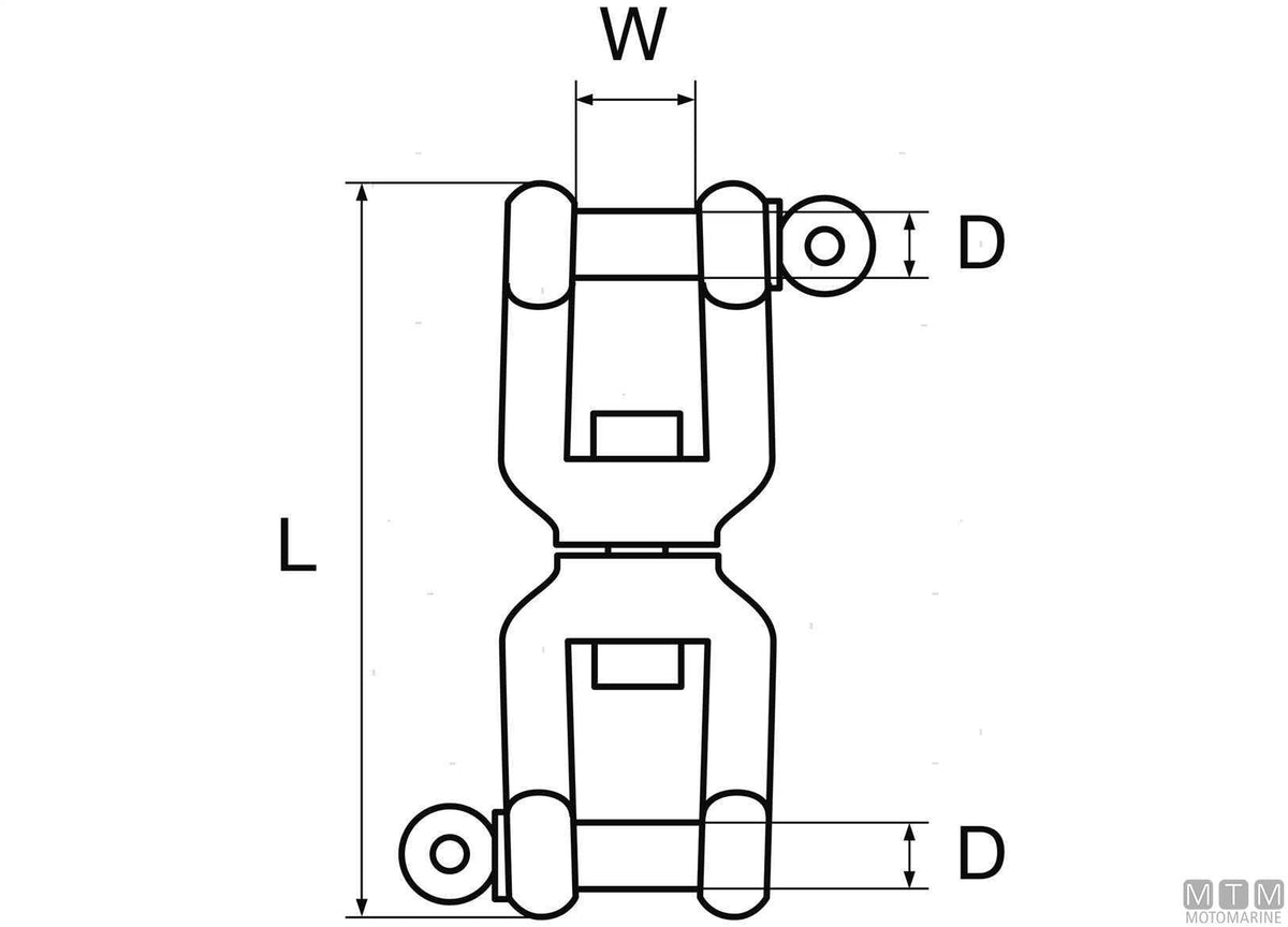 Swivel shackle-shackle Ø10 mm stainless steel 316 - original photo Motomarine Srl