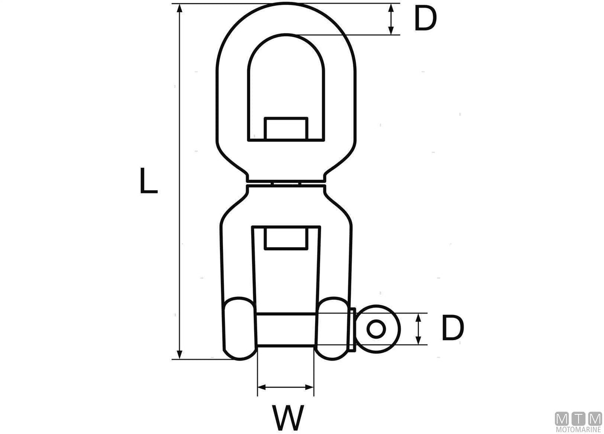 Eye/shackle swivel Ø16 mm hot-dip galvanized steel - original photo Motomarine Srl