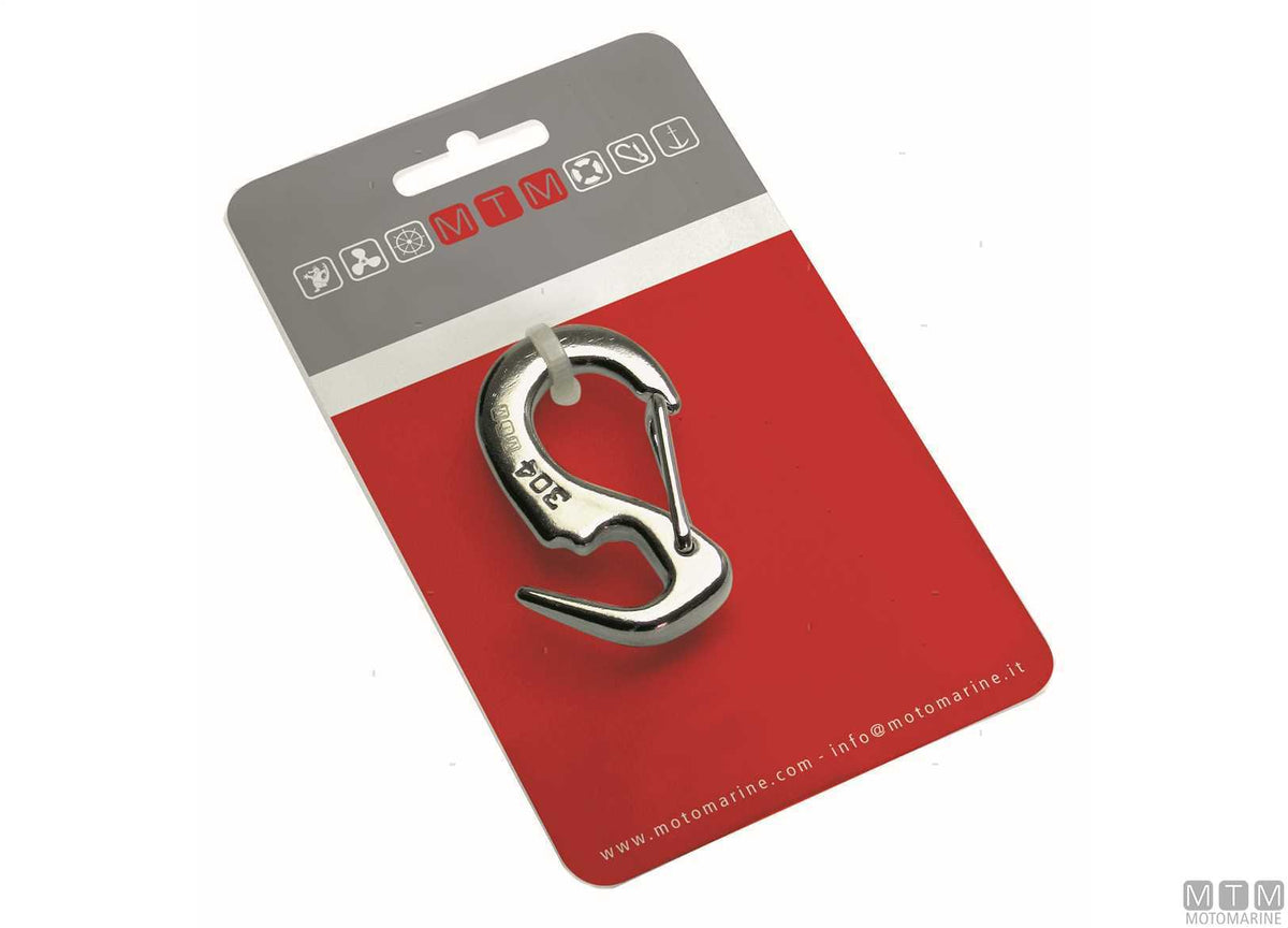 Open jib snap hook L65 mm, 316 stainless steel, M-Card - original photo Motomarine Srl