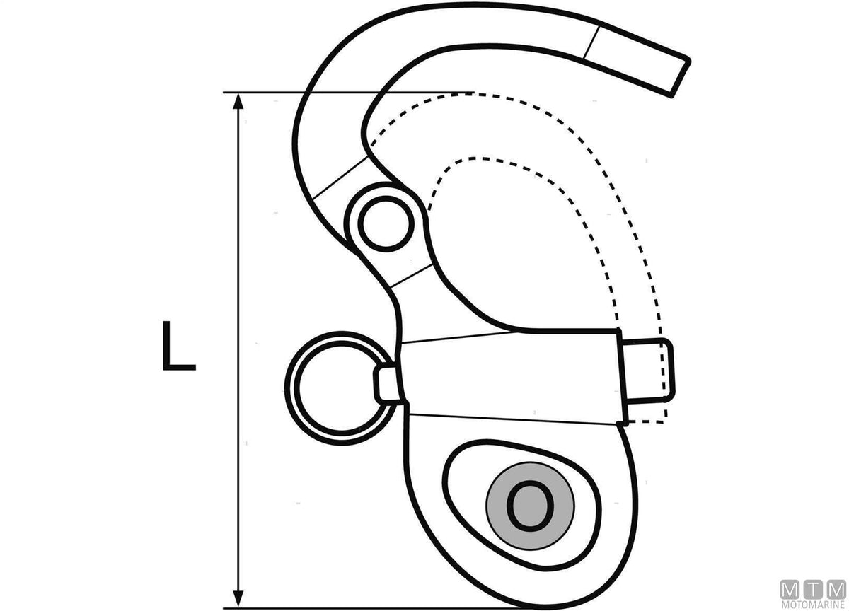Fixed spinnaker quick release snap shackle L75 mm, 316 stainless steel - original photo Motomarine Srl