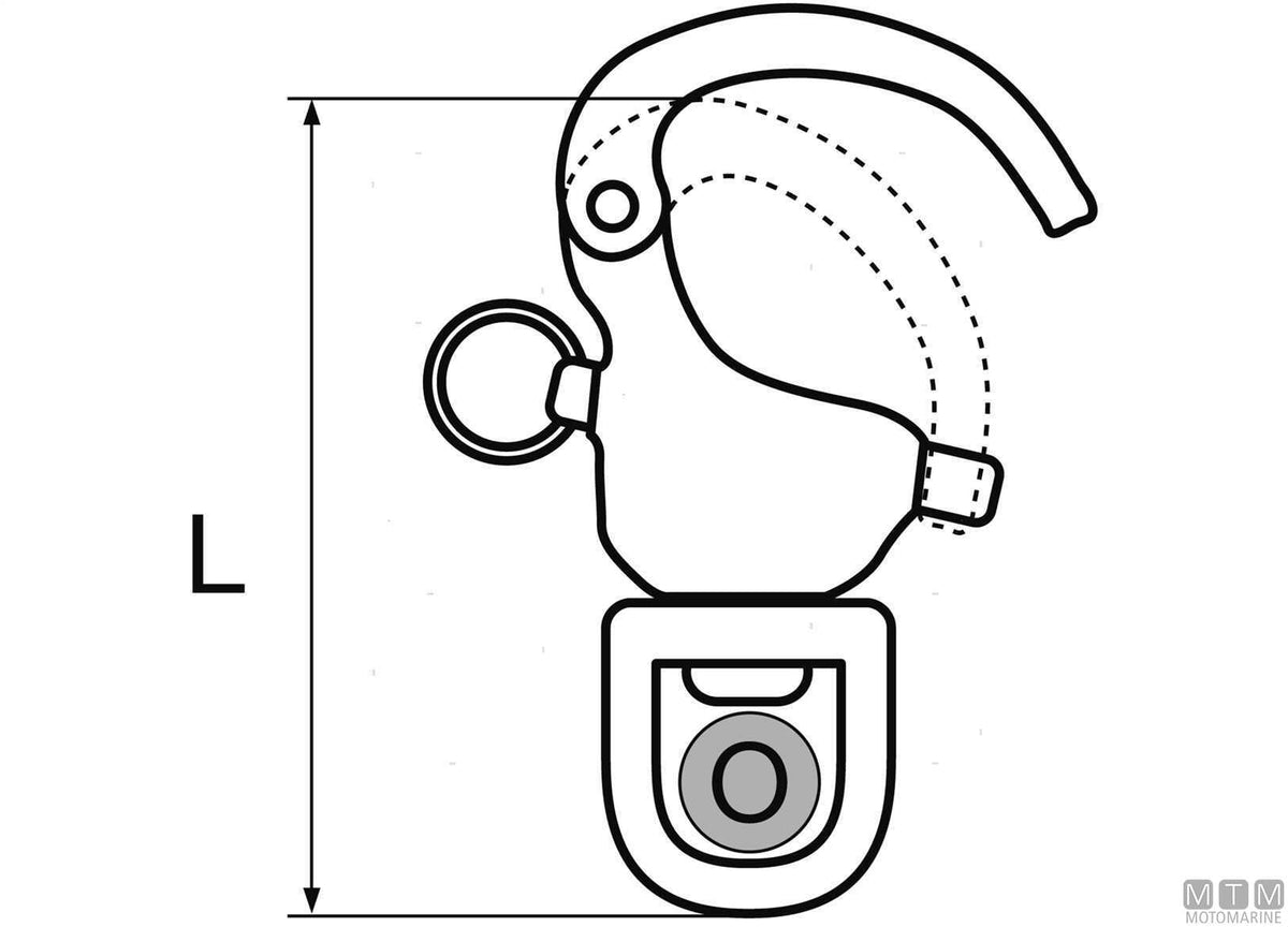 Swivel spinnaker quick release snap shackle L127 mm, 316 stainless steel - original photo Motomarine Srl