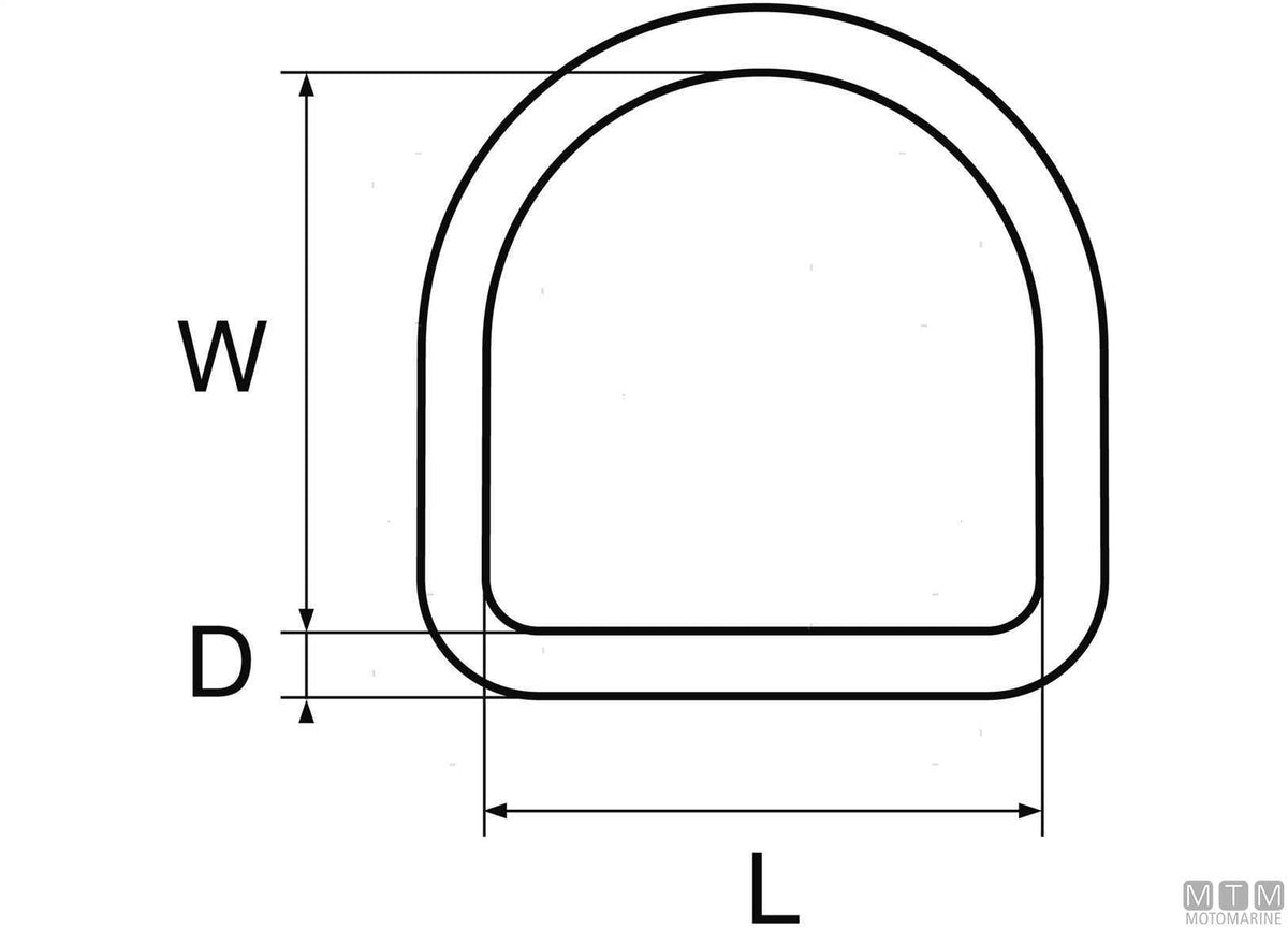 D-ring Ø5x30 mm stainless steel 316 - original photo Motomarine Srl