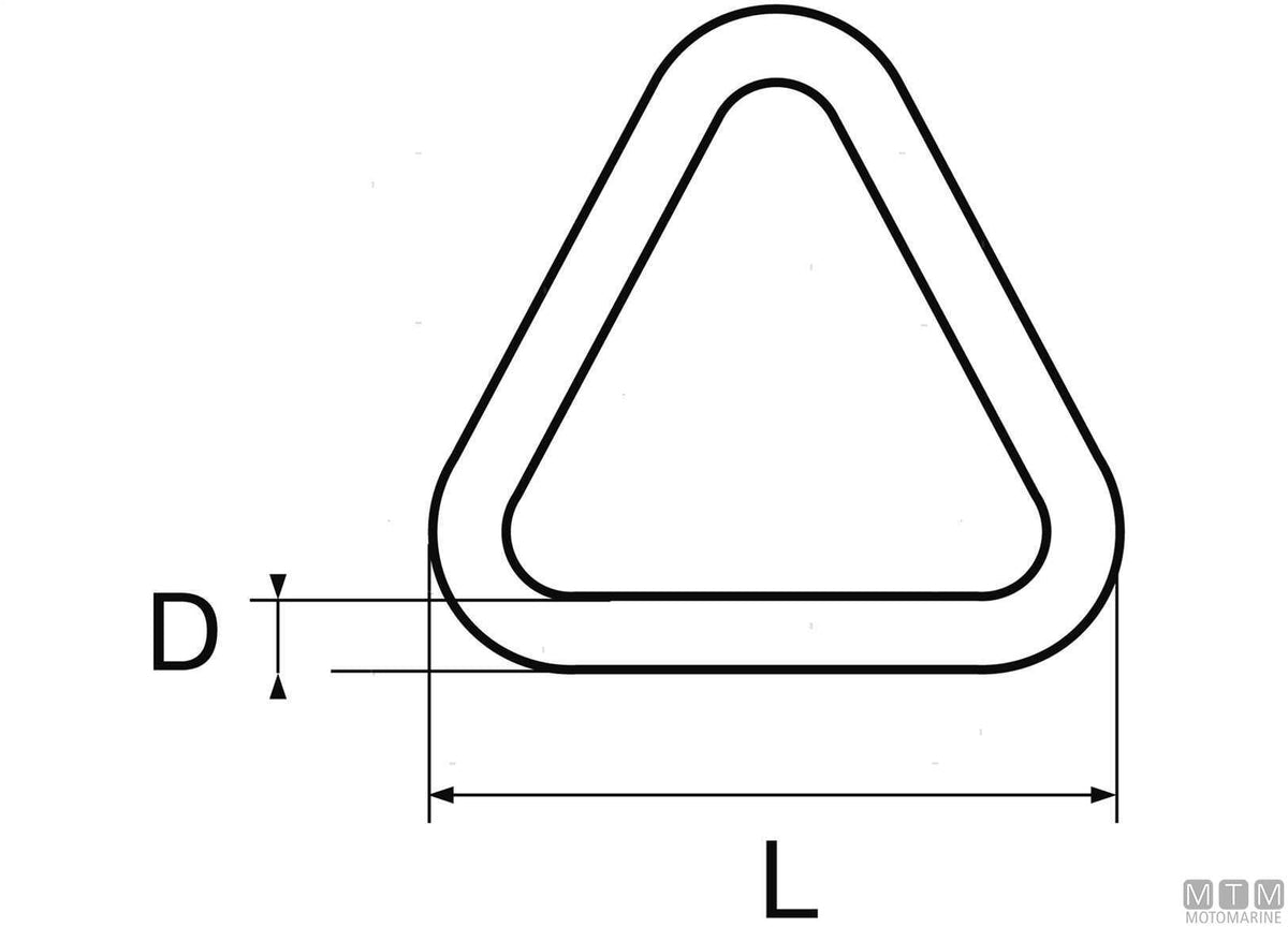 Triangle ring Ø5x30 mm stainless steel 316 - original photo Motomarine Srl