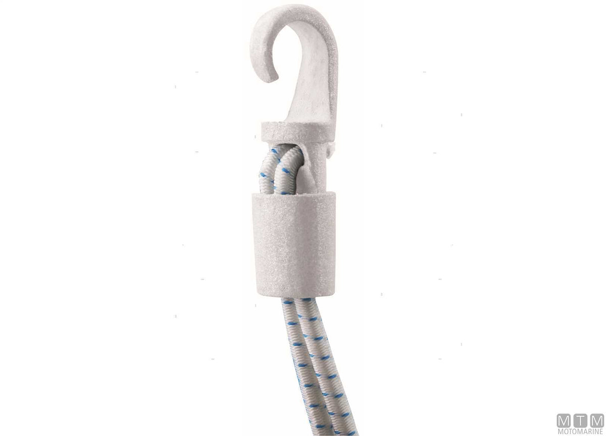 Automatic hook for elastic cord Ø5/6 mm in white nylon - original photo Motomarine Srl