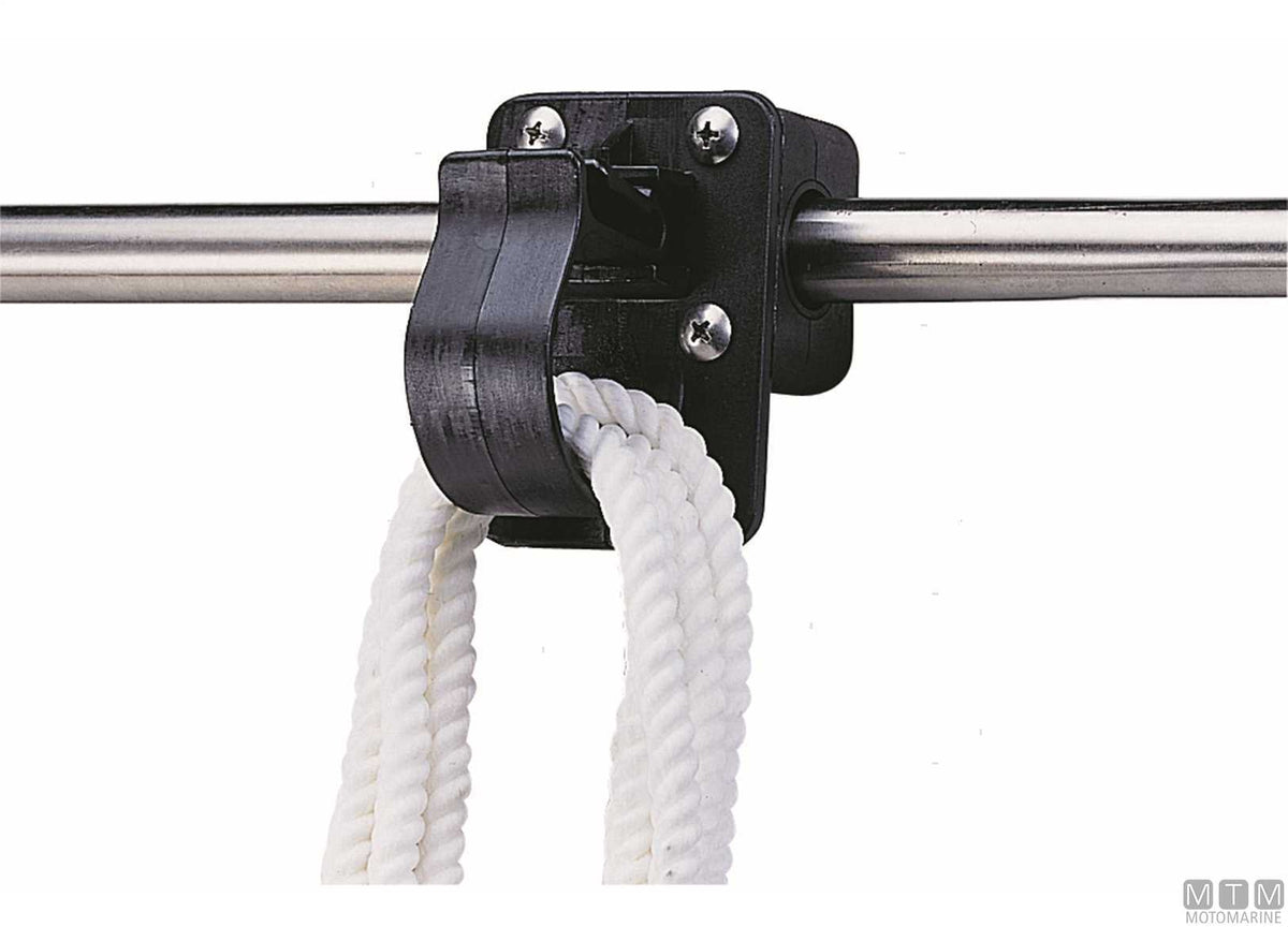 Line hanger hook with clamp for tube Ø22/25 mm black nylon - original photo Motomarine Srl