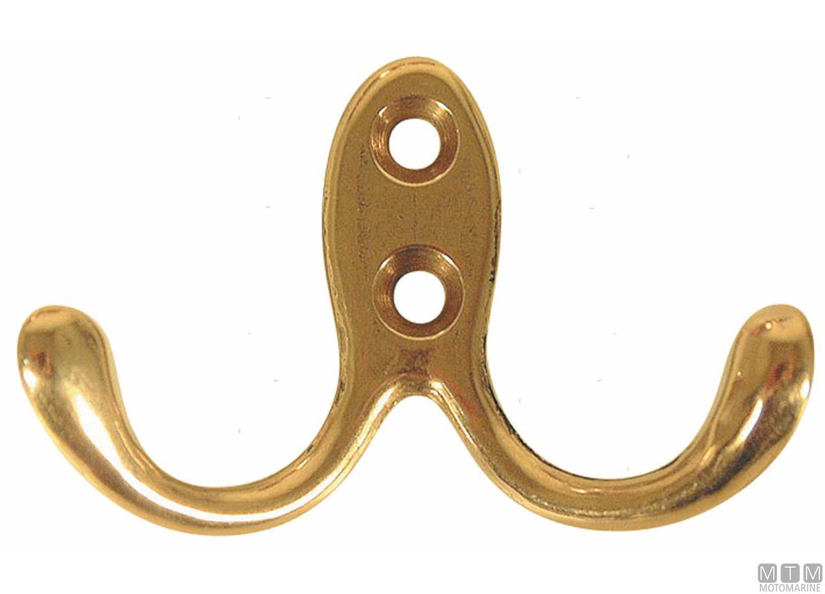 2-hook coat hanger polished brass - original photo Motomarine Srl