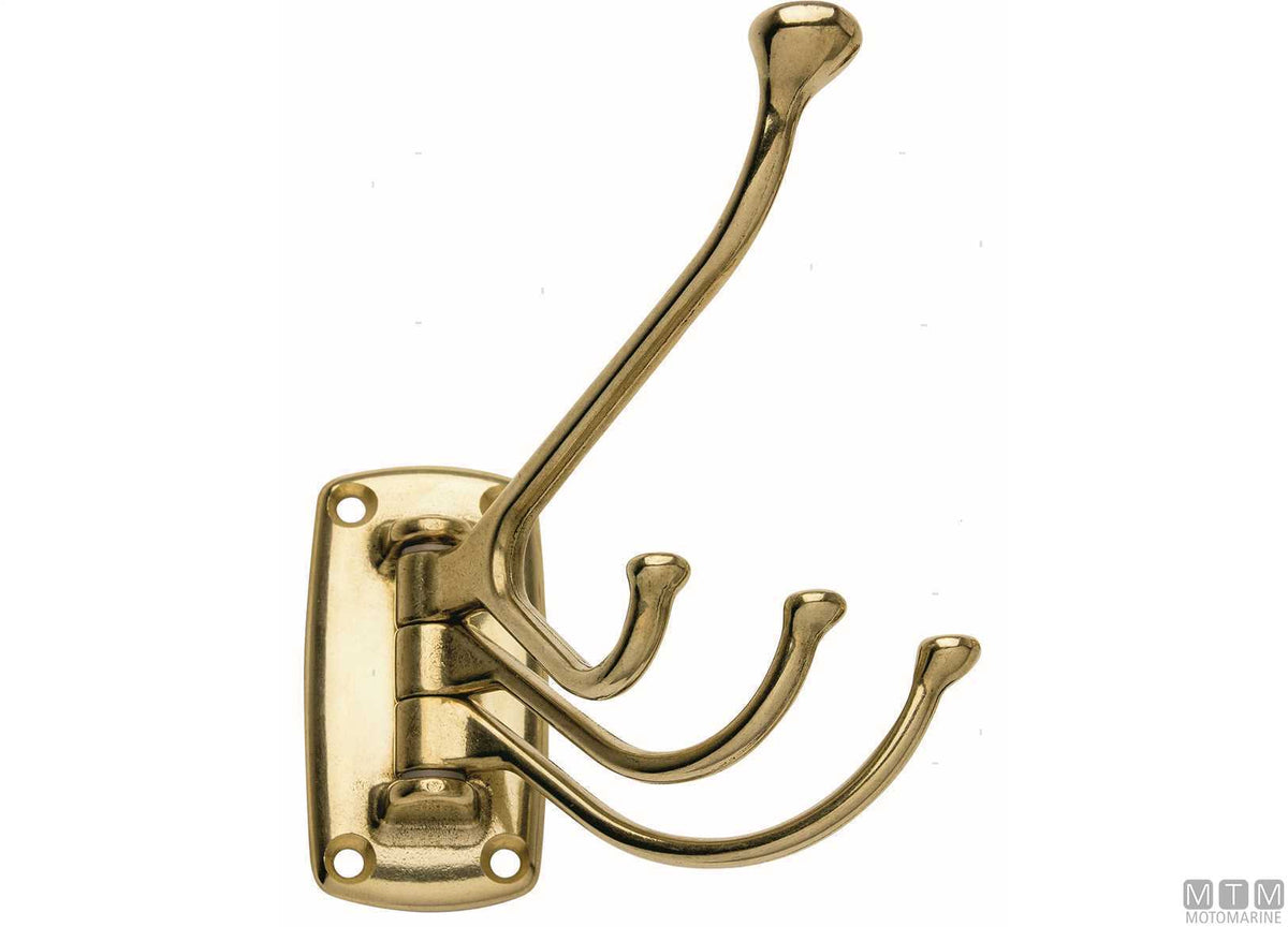 4-hook coat hanger polished brass - original photo Motomarine Srl