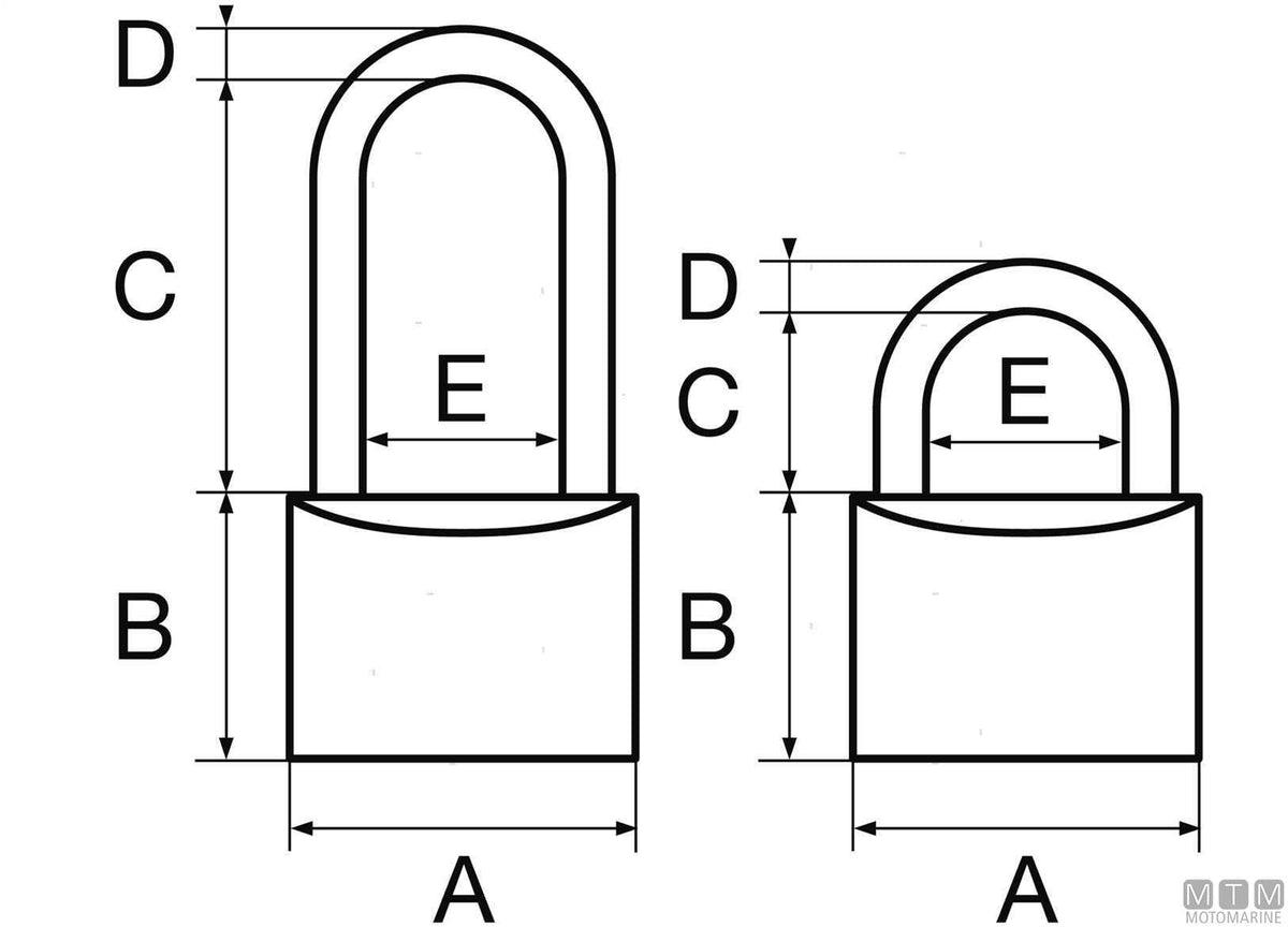 Set of 5 Hardinox padlocks 30 mm, universal key - original photo Motomarine Srl
