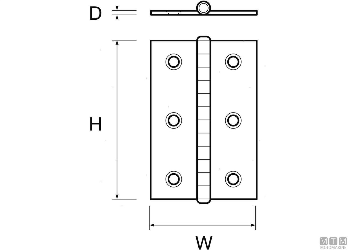 Classic butt hinge 60x40 mm in AISI 316 stainless steel - original photo Motomarine Srl
