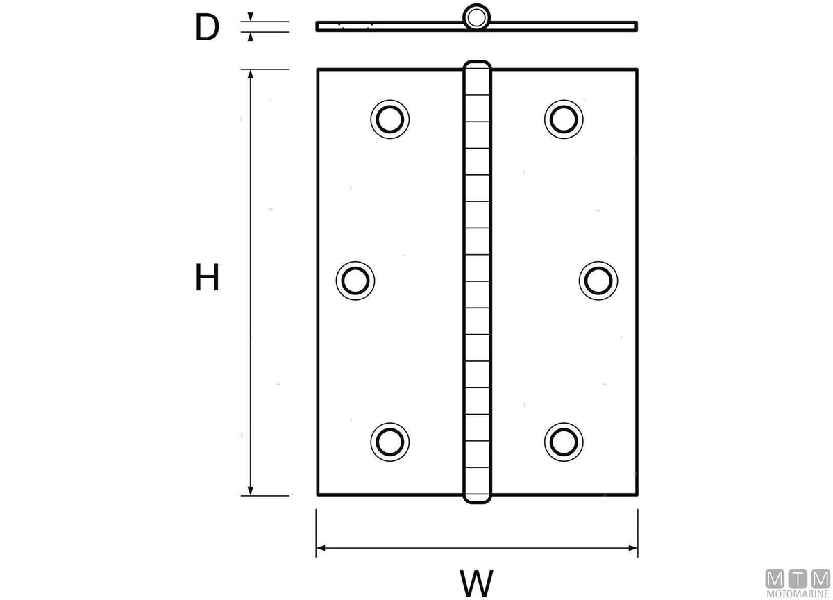 Classic butt hinge 80x60 mm in AISI 316 stainless steel - original photo Motomarine Srl
