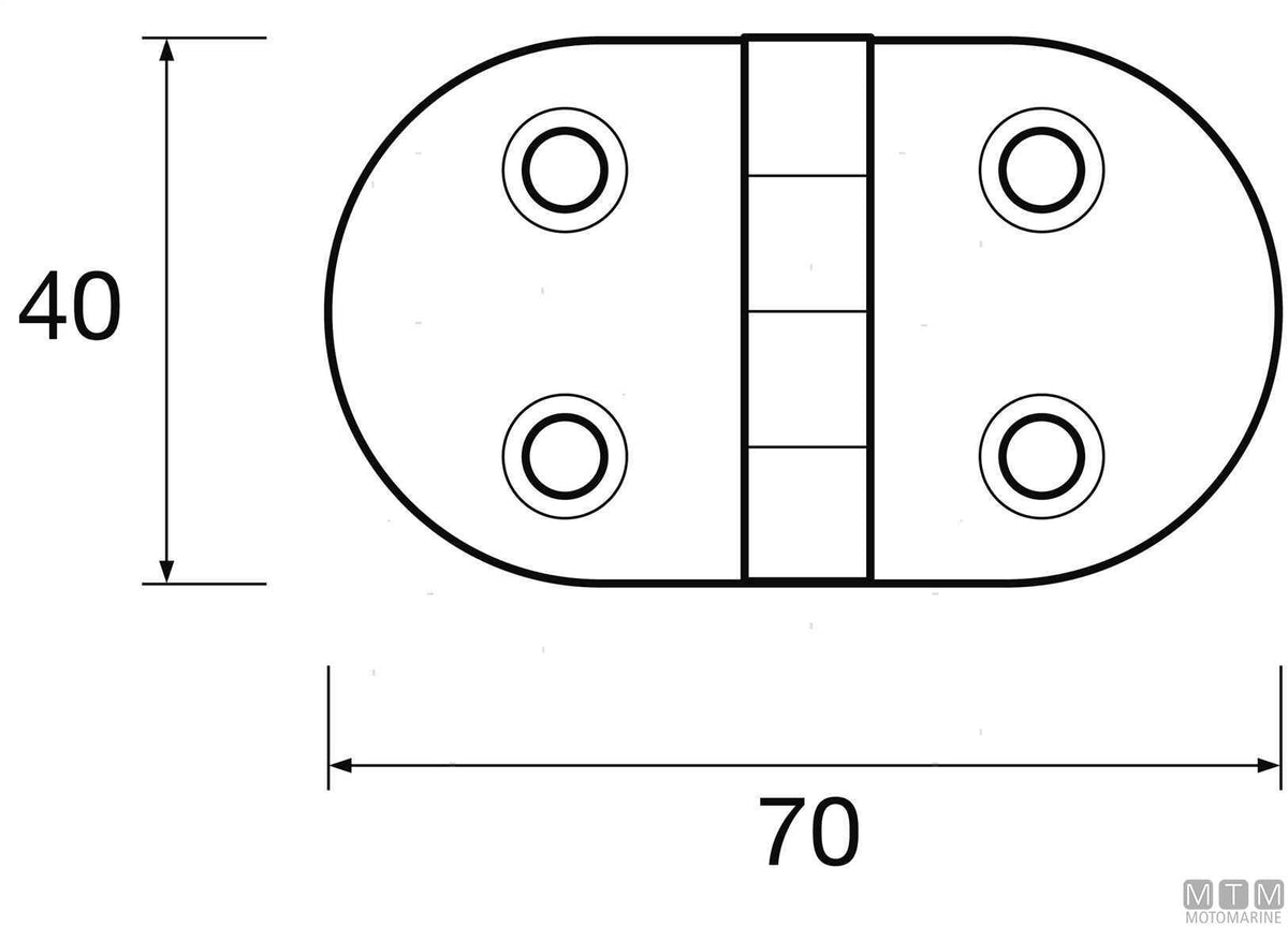 Oval wing hinge 40x70 mm in black plastic - original photo Motomarine Srl