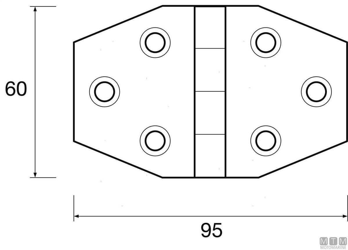 Biscuit hinge 60x95 mm in black plastic - original photo Motomarine Srl