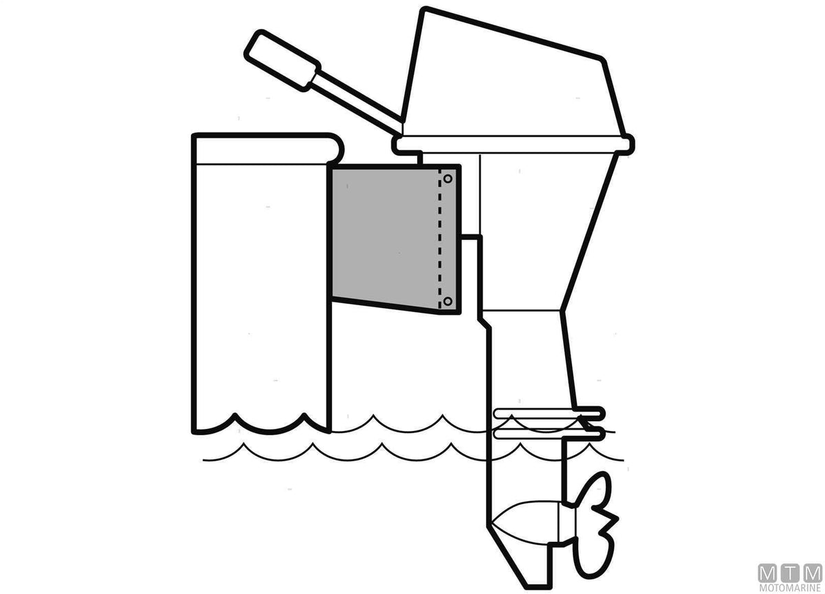 Adjustable outboard motor bracket Ø22/35 mm, stainless steel and wood - original photo Motomarine Srl