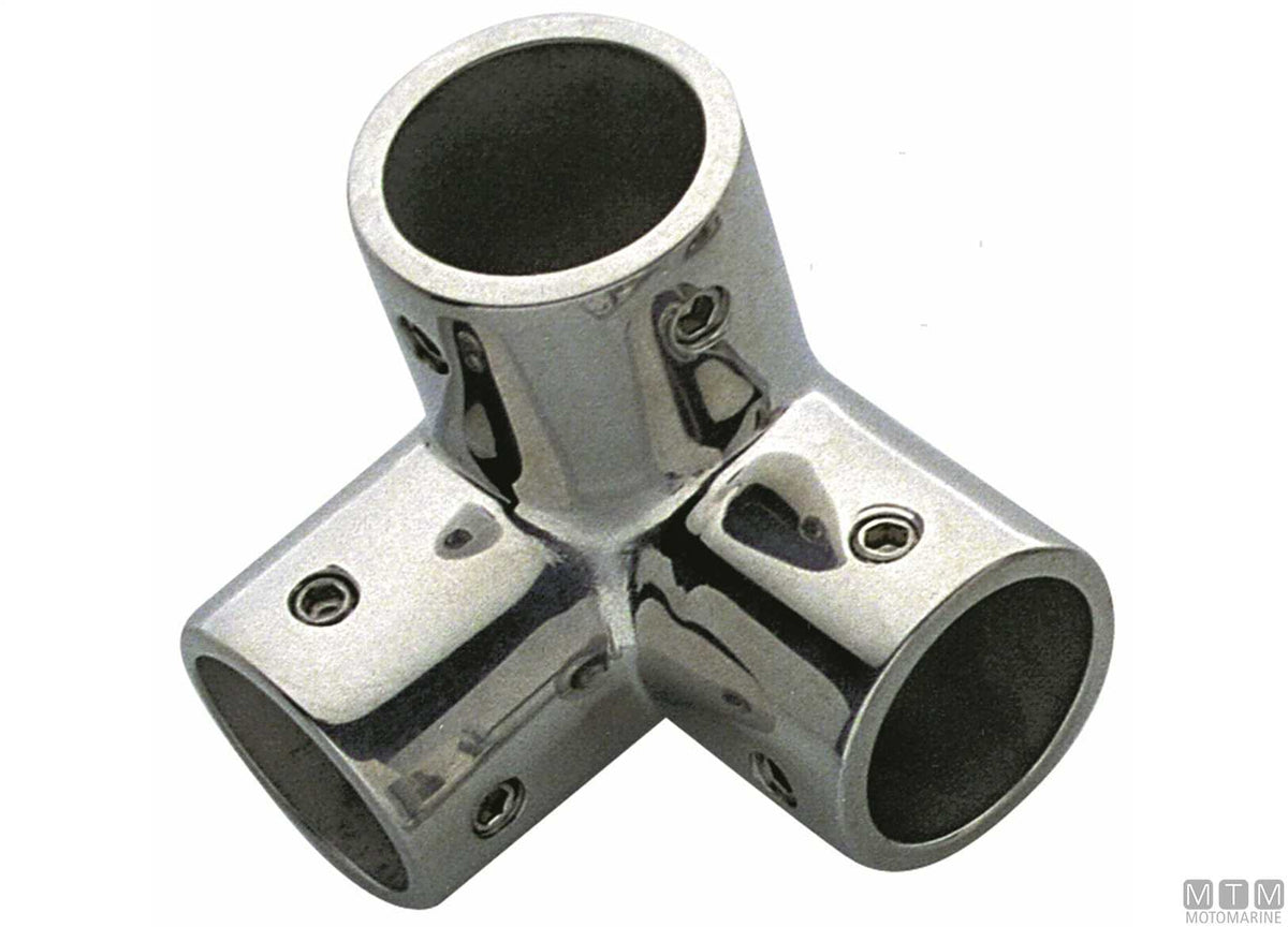 Three-way joint Ø25 mm stainless steel 316 - original photo Motomarine Srl
