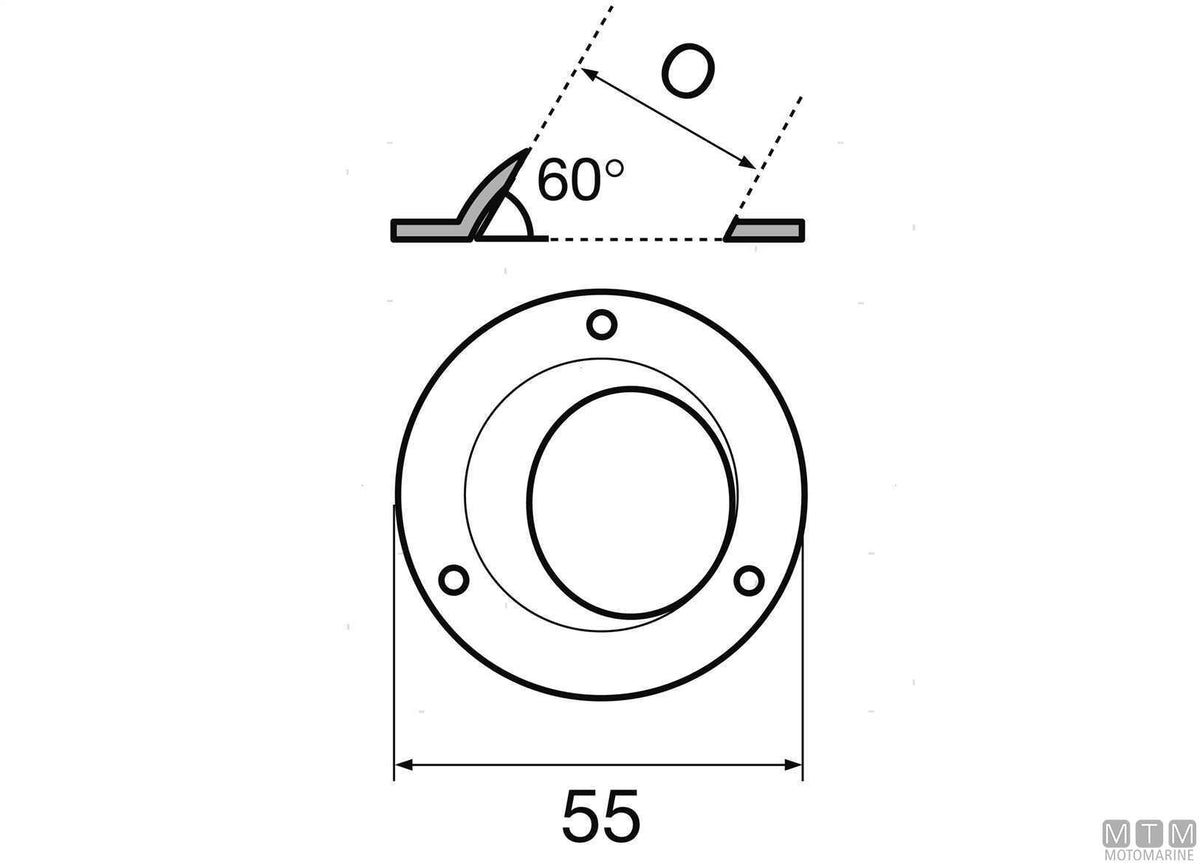 Round welding base 60° Ø22 mm stainless steel 316 cast - original photo Motomarine Srl