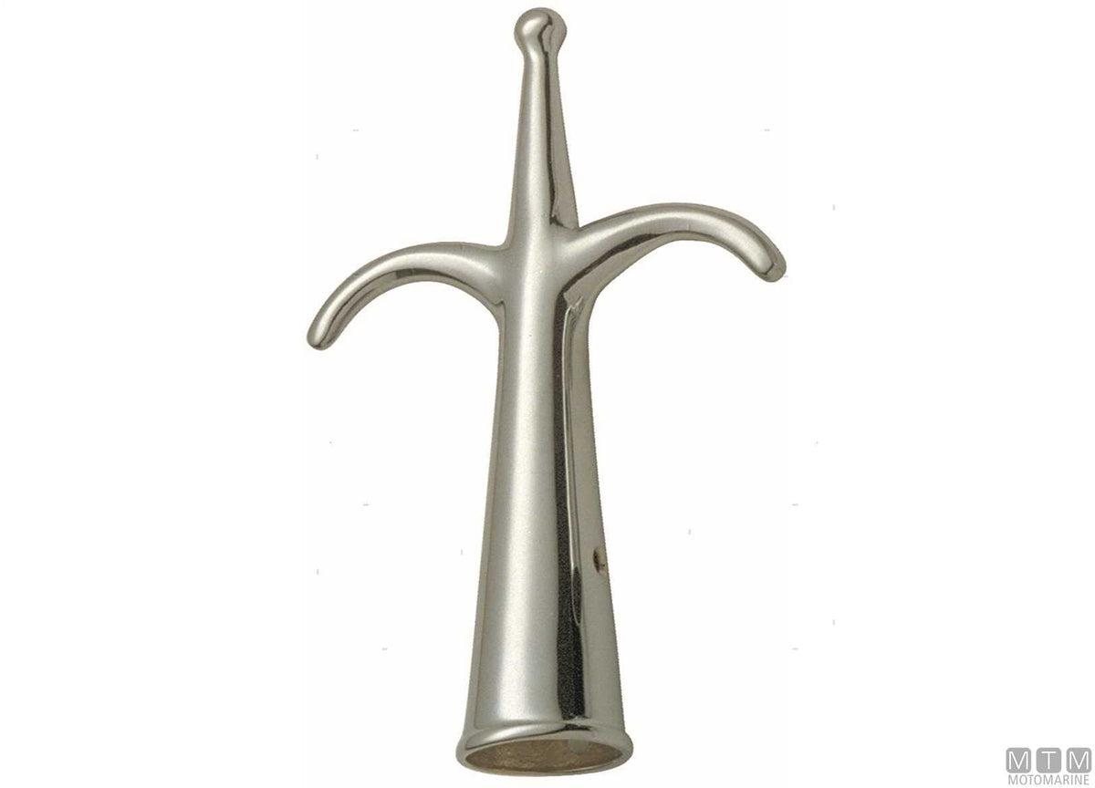 Double boat hook head Ø35 mm, chromed brass - original photo Motomarine Srl