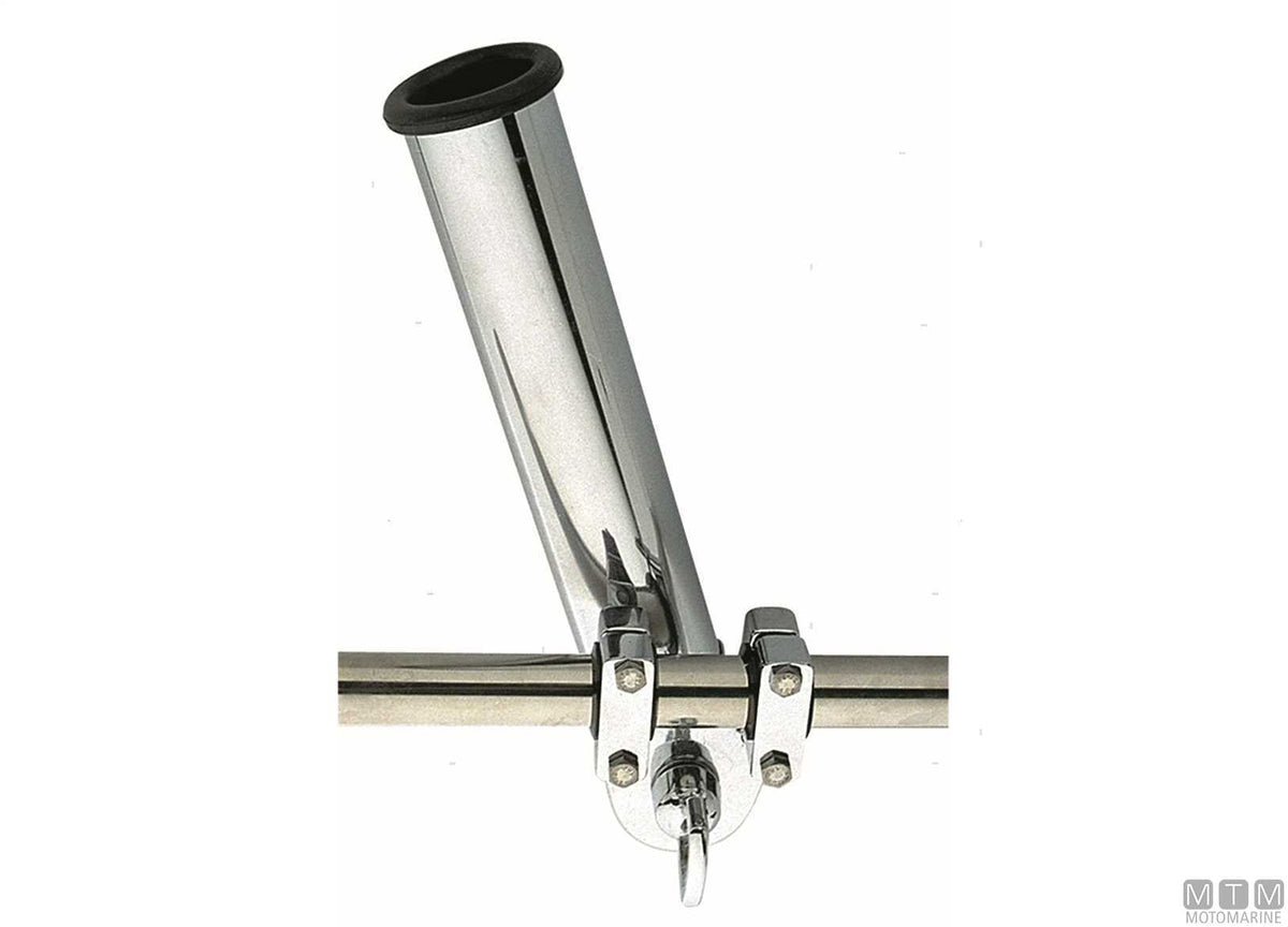 Clamp-on rod holder for Ø40 mm tube, chrome-plated brass - original photo Motomarine Srl