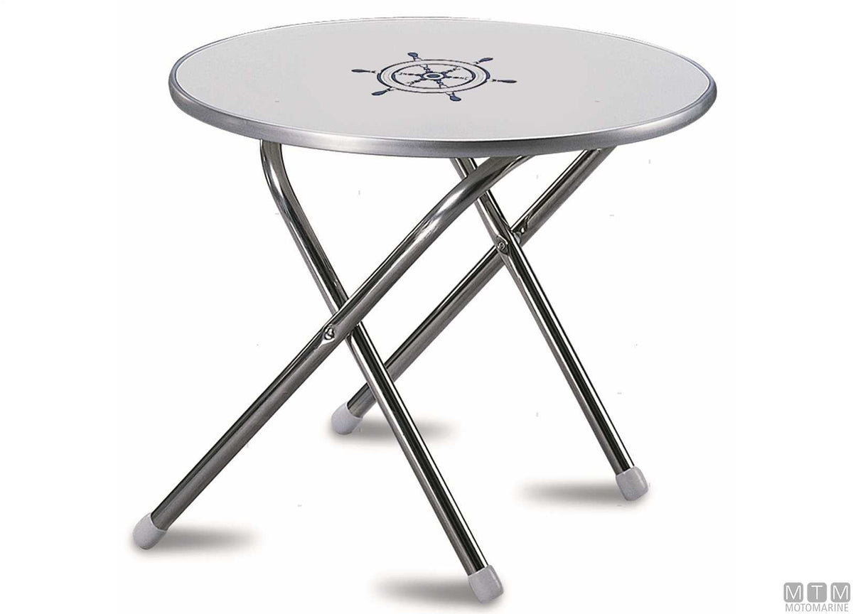 Deck Service M350 shaped table 60x60 cm H48 cm in melamine/aluminium - original photo Motomarine Srl
