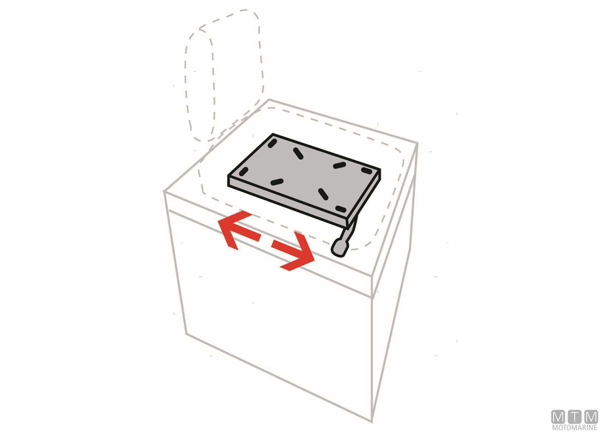 Seat base H70 mm with slide in aluminium - original photo Motomarine Srl