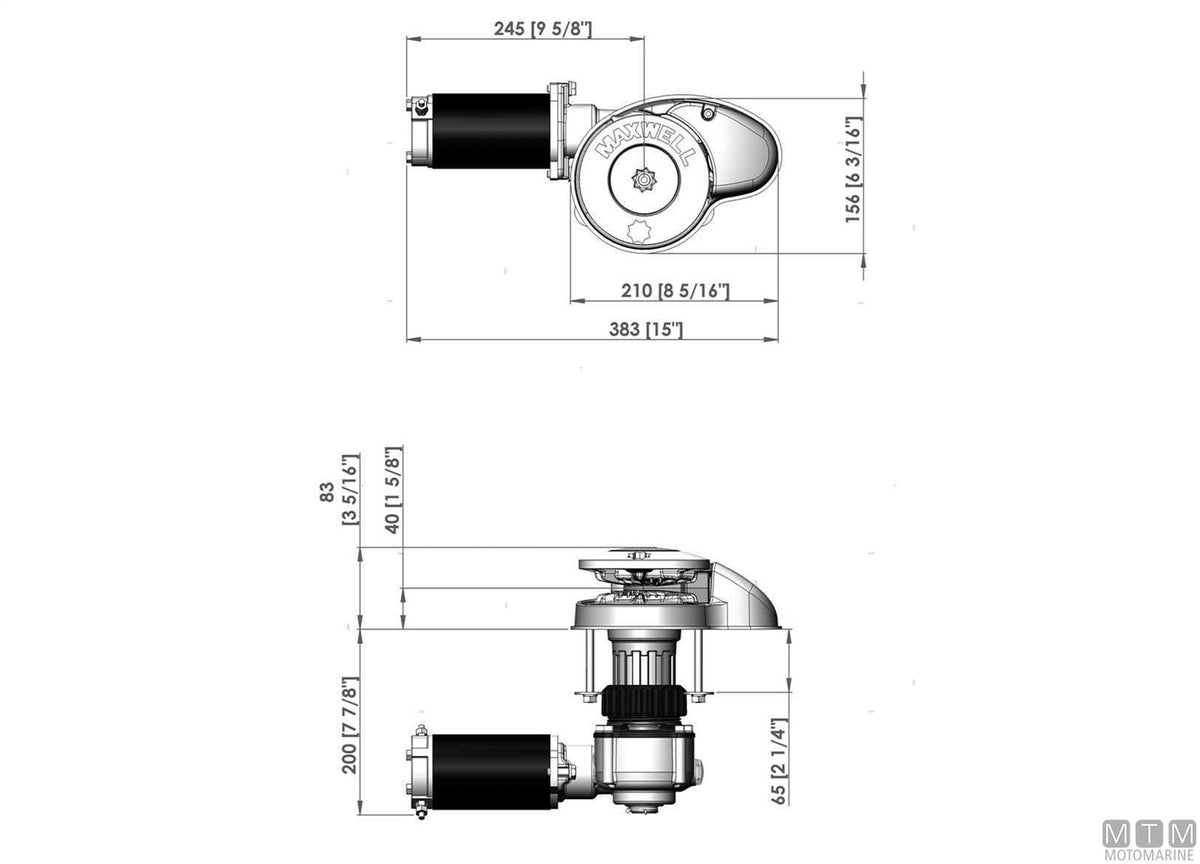 Maxwell RC8 windlass 600 W/12 V - original photo Motomarine Srl