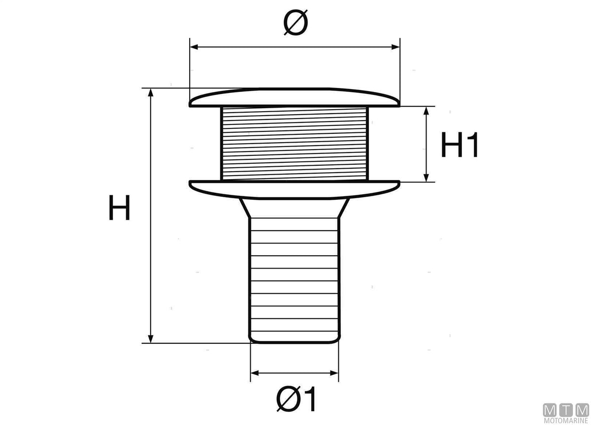 Black scupper Ø35 mm plastic - original photo Motomarine Srl